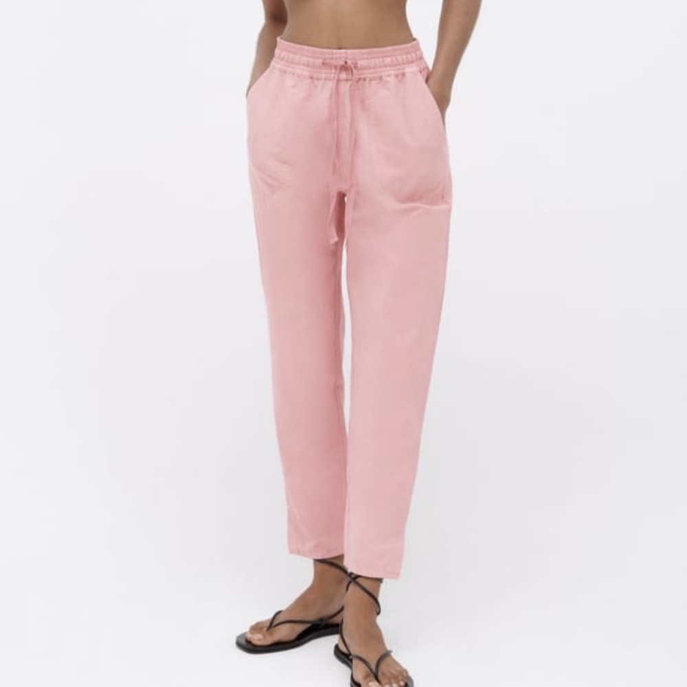 NWT Zara Pink Linen High Rise Jogger Pants Size 4